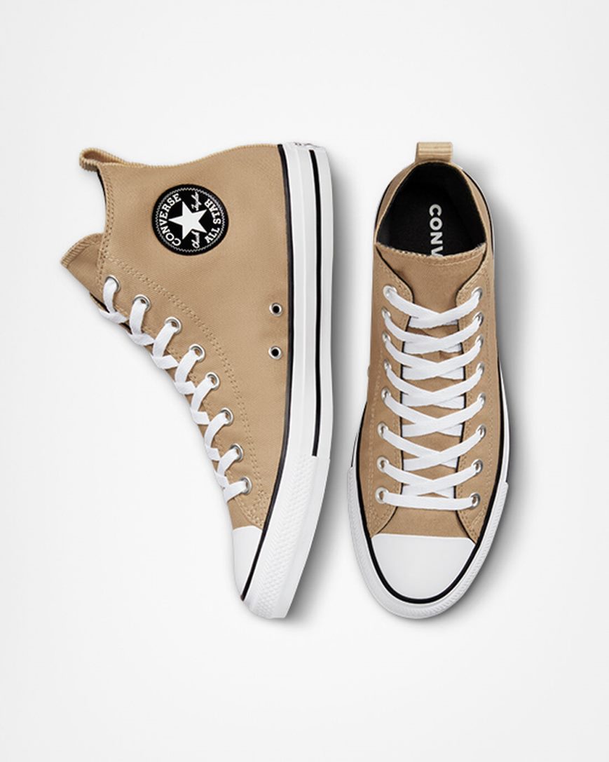 Tenis Converse Chuck Taylor All Star Woven Twill Cano Alto Masculino Caqui Pretas | PT D08973T